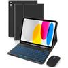 SOPPY Custodia per tastiera compatibile con modelli A16 11 2025, A3354, A3355, A3356, 10 2022, A2696, A2757, A2777. Tastiera Bluetooth wireless con custodia, layout tedesco, 10ª generazione, con mouse, colore nero