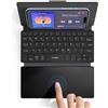 CACOE Tastiera Bluetooth con supporto, mini, per cellulare. Tastiera ultrapiatta, portatile e pieghevole, a doppio canale, con supporto regolabile per smartphone. Colore: nero. Include touchpad