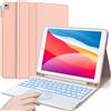 Earto Custodia per tastiera con touchpad multi-touch, tastiera retroilluminata colorata, finitura rosa oro, compatibile con modelli 8 Gen 7 e 8 Gen