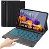 SOPPY Custodia per tastiera compatibile con Galaxy Tab S6 2020 e 2022 (modelli P610, P615, P613, P619), tastiera Bluetooth wireless, custodia protettiva, layout tedesco, Tab S6 Lite, touchpad, colore nero