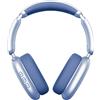 Wentronic Cuffie wireless over-ear con cancellazione attiva del rumore, autonomia di 60 ore, 5 modalità musicali con equalizzazione, audio ad alta risoluzione, bassi profondi, pieghevoli, con Bluetooth, colore blu, e con design traspirante