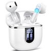 Cillso Cuffie Bluetooth wireless, auricolari Bluetooth con audio stereo 6D, qualità audio eccezionale e cancellazione del rumore ENC. Colore: bianco
