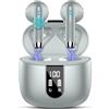 Drsaec Cuffie Bluetooth con bassi profondi 6D, auricolari wireless Bluetooth, modello 2026, nuove. Cuffie wireless con 4 microfoni ENC, autonomia di 56 ore, cancellazione del rumore, colore grigio chiaro