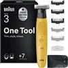 Braun Serie XT3, rasoio elettrico da uomo, modello XT3205, colore giallo. Taglia, modella e rade con un unico dispositivo. Include 1 + 7 accessori e una custodia