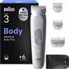 Braun Bodygroomer Serie 3, rasoio elettrico senza fili per il corpo, modello BG3575, colore grigio, con 6 accessori