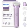 Philips Rasoio elettrico senza fili Lady Shaver Series 8000, utilizzabile sia a secco che a umido, sistema a 3 lame, testina flessibile, luce LED, adatto per gambe, corpo e zona bikini, autonomia di 100 minuti