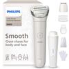 Philips Rasoio elettrico senza fili Lady Shaver Series 8000, utilizzabile sia a secco che a umido, con 3 lame e testina flessibile, dotato di luce LED, adatto per viso, gambe, corpo e zona bikini, con autonomia di 100 minuti