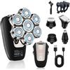 BARBERBOSS Rasoio elettrico Glatzen per uomo, rasoio rotante magnetico 7D, 5-in-1 con display LED, ideale per la rasatura della testa, la barba e la rifinitura del naso