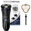 Remington Rasoio elettrico da uomo, rasoio a secco R4, alimentazione a batteria, dettagliatore di precisione, tagliacapelli lungo, accessori per barba di 3 giorni, rasoio rotativo R4002