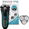Remington Rasoio elettrico da uomo, modello R6 Aqua, adatto per rasatura a secco e a umido, 100% impermeabile, con accessori per rifiniture e taglio dei peli lunghi. Rasoio rotativo R6000
