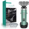 VOYOR Rasoio elettrico da uomo con testine rotanti 5D, adatto per rasatura a secco e a umido, colore verde