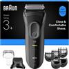 Braun Serie 3: rasoio elettrico con 3 lame flessibili, micro pettine e accessori per rifinitura della barba ad alte prestazioni. Rasoio a secco per uomo