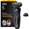 Braun Rasoio elettrico Serie 5. Include un accessorio per rifiniture di precisione. Autonomia fino a 50 minuti. Rasoio da barba per uomo, senza fili. Adatto per la rasatura a secco e a umido. Completamente impermeabile. Modello: 52-N1200S. Colore: nero