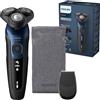 Philips Rasoio elettrico 5000 per uomo, adatto per la rasatura a secco e a umido, colore blu metallizzato, con rifinitore di precisione e custodia morbida per il trasporto. Modello S5465, serie 18