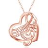 VONALA Collana da donna in argento Sterling con ciondolo a forma di chiave di violino a forma di cuore, regalo per amanti della musica, donne, adolescenti, ragazze, 22 x 20 mm, argento Sterling,