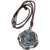 Nupuyai Collana con pietra di cristallo di labradorite per donne e uomini, ciondolo in pietra naturale intagliata con corda regolabile