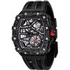 TSAR BOMBA Orologio Automatico da Uomo Meccanismo Apparente per Uomo Lusso Impermeabile 50M Scheletro Barile Orologio Cassa Acciaio Rettangolare Militare Sport Uomo Regalo Movimento Giapponese