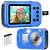 Yifecial Fotocamera subacquea 4K, fotocamera impermeabile da 64 MP, 16 m, scheda da 16 GB, blu
