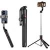 LINTRIX L PRECISIONE LASER, MISURAZIONI LINTRIX Treppiede Selfie Stick 3 in 1 per Smartphone, Asta Telescopica 171,7 cm in Acciaio Inox, Telecomando Bluetooth 5.2 Removibile 10 m, Supporto Staccabile 65-95 mm, Rotazione 360°