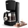 Princess Macchina per Caffè Americano, 1,5 L, Caraffa in Vetro, 4-12 Tazze | Sistema antigoccia, Funzione mantenimento caldo, Spegnimento automatico 40 min, Filtro permanente, 01.246058.01.001