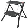WELL HOME MOBILIARIO & DECORACIÓN Well Home Scala pieghevole a 2 gradini in acciaio di colore nero, antiscivolo e leggera