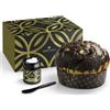 Amanti taste and passion Panettone Artigianale 18 Carati Foglia Oro | Bonfissuto | Pasticceria Siciliana | Canicattì Sicilia | 1Kg | Vaso 200Gr Crema Spalmabile Cioccolato Fondente Modica | Dolce Natale | Regalo Natalizio
