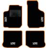 QUEMAR Tappetini Auto per Golf IV 1997-2006, Bordo Arancio, 4 Ricami | Kit Tappeti Moquette e Gomma su Misura / Set 2 Anteriori + 2 Posteriori / Ricami e Colori Personalizzati / Antiscivolo
