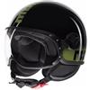 Generico Momo Casco FGTR Classic, Nero con Strisce Glitter Gialle, Casco Moto