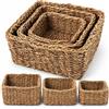 IPEA Cesti Portaoggetti in Vera Juta - SET DI 3 CESTINI - Cesti Contenitori di Oggetti e Decorazione Casa - Organizer in Juta Multiuso per Salotto, Camera, Bagno - 3 Dimensioni Diverse - Quadrati