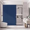 AJAZZ Tenda da doccia a fisarmonica magnetica, pieghevole, in poliestere, impermeabile, adatta per bagno di famiglia, hotel o casa vacanze, blu scuro, 195 x 183 cm (larghezza x lunghezza), 1 pannello