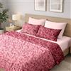 Ruggeri, Set Copripiumino Matrimoniale, Microfibra, Floreale Rosso Bicolor | 1 Lenzuolo a Sacco Double 250 x 200 cm con Patella di 40 cm e 2 Federe di 50 x 80 cm Double con Chiusura a Sacco di 20 cm
