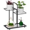 Relaxdays Scaffale Portapiante, 3 Ripiani in Metallo 50,5x44x22 cm, Portafiori e Portavasi, Fioriera, Acciaio, Nero