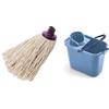 Mery | Set Moccio in Cotone Originale + Secchio Rettangolare con Strizzatore | Pulizia Casa | Bianco