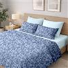 Ruggeri Set Copripiumino Matrimoniale, Microfibra, Floreale Azzurro Bicolor | 1 lenzuolo a sacco di 250 x 200 cm con patella di 40 cm e 2 federe di 50 x 80 cm con chiusura a sacco di 20 cm