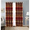 Rugs 4 Less Mojave Set di tende rustiche occidentali sud-occidentali americane con occhielli in marrone, beige, verde, rosso scuro, bordeaux, set di tende Mojave (microfibra)