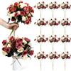 Hotop 12 mazzi di fiori artificiali, centrotavola 33 cm, bouquet di rose | Bouquet di rose finte in seta per decorazione da tavolo, fiori finti per composizioni nuziali, cimitero commemorativo