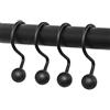 Zenna Home NeverRust - Ganci per doccia in alluminio antiruggine, con sfera decorativa, set da 12, colore: nero opaco