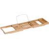 Homcom® Mensola per Vasca da Bagno Vasca da Bagno Cuscino Ponte Vasca Vassoio mensola per Vasca da Bagno, in bambù, Natura, 75 - 109 x 23,5 x 4 cm (modell3)