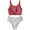 ZAFUL Set da Due Pezzi da Spiaggia, Top Annodato con Spallacci e Costume da Bagno Tropicale con Foglie