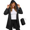 CMTOP Giacca Impermeabile Donna Cappotto Leggero e Ripiegabile Giacche Antipioggia Con Cappuccio Trench Sottile e Portatile Rain Jacket Primavera Estate per Viaggi e Ciclismo