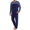 Uniexcosm Pigiama Uomo Lungo Cotone, Set 2 Pezzi | 65% cotone, maglia color block con taschino e pantaloni lunghi, morbidi ed elasticizzati