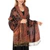 Lamca Sciarpa pashmina da donna, morbida e setosa, reversibile, motivo cachemire, scialle da donna, Beige-07, Etichettalia unica