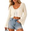 HAWILAND Cardigan da donna corto a maniche lunghe, elegante, sottile, leggero, bolero festivo con fiocco