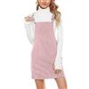 Dasongff Abito Salopette da donna in velluto a coste casual tute e tute Abito elegante tinta unita Tuta con spalline regolabile con tasche Tuta Gonna A-Line