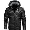 Oanviso Giacca Pelle Uomo Giacca Moto Biker con Cappuccio F Grigio XL | Giubbotto, Manica Lunga, Antivento, Outdoor, Giacche, Parka, di Pelle PU, Caldo, Autunno, Invernale