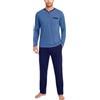 Bresdk Pigiama Uomo Invernale Cotone Manica Lunga Due Pezzi S-3XL | Collo Serafino a 3 Bottoni, Taschino sul Petto, Pantaloni Dritti, Coulisse, Autunno e Inverno