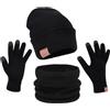 Petrunup Cappello Sciarpa e Guanti Touch Screen Uomo Invernali Berretto in Maglia con Sciarpa Beanie Collo della Ciarpa 3/2 Pezzi per Uomo Donna