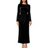 Generic Abito da donna in velluto nero elegante aderente abiti midi a maniche | Abito da donna medievale con scollo quadrato, maniche a campana, stile sirena, formale, da sera, cocktail, feste, gotico