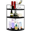 ReeyderArt Scaffale angolare da bagno, piano di lavoro, nero, 1 confezione da 1 scaffale angolare in legno a 3 livelli, per bagno, lavandino, toeletta, organizer salvaspazio per cucina, ufficio