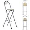ZZINOKE Sgabello da Bar Pieghevole con Schienale, Altezza Seduta 75 cm, Sgabello Pieghevole Alto con Poggiapiedi, 7 cm da Chiuso, Nessun Montaggio, per Cucina, Bar, Bistro, Effetto Legno/Argento